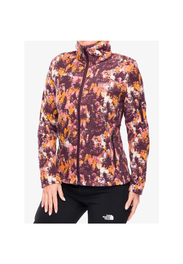 columbia - Bluza polarowa damska Columbia Fast Trek Printed Jacket. Kolor: fioletowy. Materiał: polar