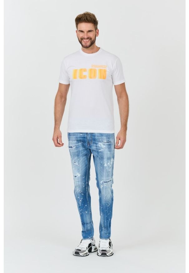 DSQUARED2 Biały t-shirt Icon Blur Cool Fit Tee. Kolor: biały