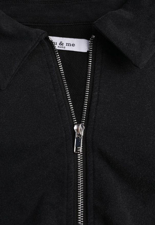 Renee - Czarna Bluza Bomberka z Bawełny Oversize Ozdobiona Kołnierzem Vimelles. Okazja: na co dzień. Kolor: czarny. Materiał: bawełna. Wzór: aplikacja. Styl: casual, elegancki