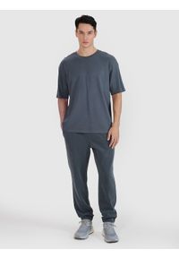 4f - 4F T-shirt oversize z modalem męski - szara S. Okazja: na co dzień. Kolor: szary. Materiał: dzianina, materiał, bawełna. Długość rękawa: krótki rękaw. Długość: krótkie. Styl: klasyczny, sportowy, casual