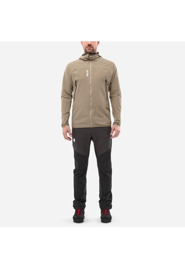 Kurtka softshell męska Millet Fusion XCS Hoodie M active fit. Kolor: beżowy. Materiał: softshell