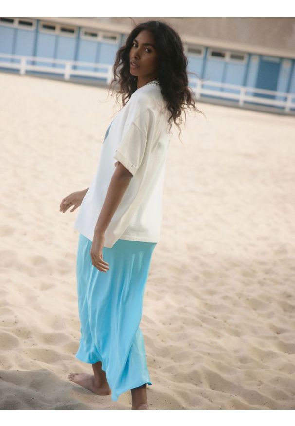 Reserved - Sukienka z wiskozy - turkusowy. Kolor: turkusowy. Materiał: wiskoza. Wzór: gładki. Typ sukienki: proste