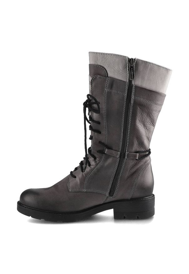 Szare Botki Damskie Karino Codzienne Stylowe Buty. Okazja: na co dzień. Kolor: szary. Materiał: futro, syntetyk, nubuk. Szerokość cholewki: normalna. Sezon: zima. Obcas: na obcasie. Styl: casual, elegancki. Wysokość obcasa: niski