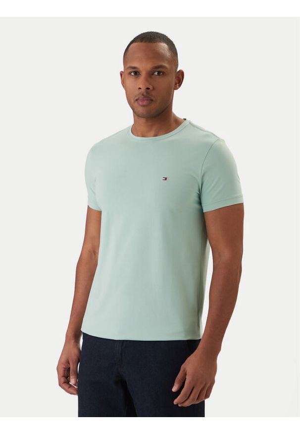 TOMMY HILFIGER - Tommy Hilfiger T-Shirt MW0MW10800 Zielony Slim Fit. Kolor: zielony. Materiał: bawełna