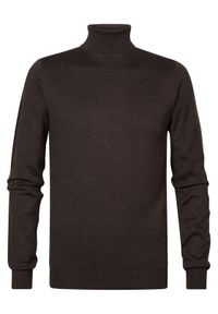 Petrol Industries Sweter M-3030-KWC260 Brązowy Slim Fit. Kolor: brązowy. Materiał: bawełna #1