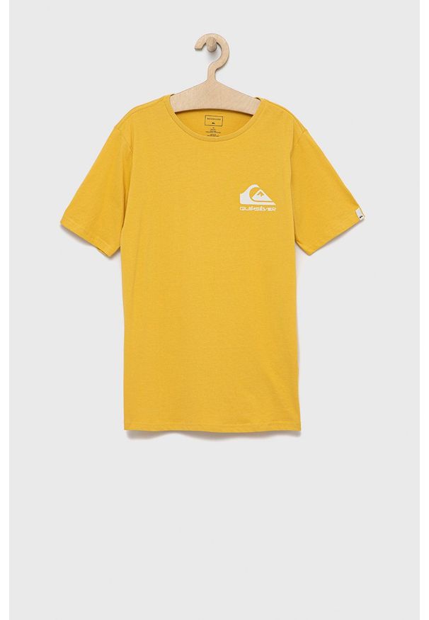 Quiksilver t-shirt bawełniany dziecięcy kolor żółty z nadrukiem. Okazja: na co dzień. Kolor: żółty. Materiał: bawełna. Wzór: nadruk. Styl: casual