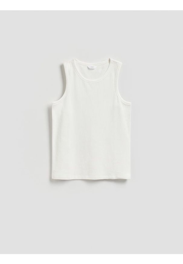 Reserved - Strukturalny top - złamana biel. Materiał: bawełna, dzianina