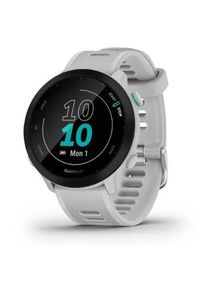 GARMIN - Garmin Forerunner 55 biały. Rodzaj zegarka: smartwatch. Kolor: biały. Materiał: materiał. Styl: casual, młodzieżowy, retro, sportowy