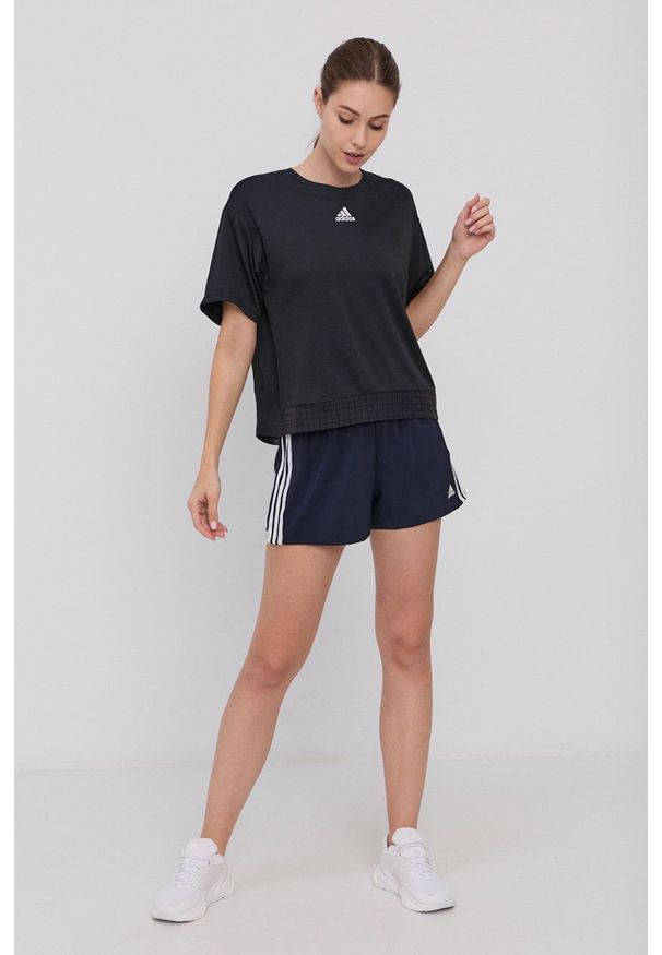 Adidas - adidas - Szorty. Okazja: na co dzień, na plażę. Kolor: niebieski. Materiał: tkanina, materiał. Wzór: gładki. Styl: casual