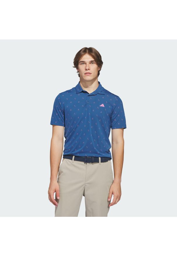 Adidas - Koszulka Polo Ultimate365 Essence Print Climacool. Typ kołnierza: polo. Kolor: niebieski. Długość rękawa: krótki rękaw. Długość: krótkie. Wzór: nadruk. Styl: sportowy