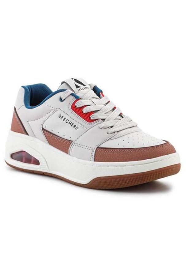 skechers - Buty do chodzenia męskie Skechers Uno Court-Low-post. Zapięcie: sznurówki. Kolor: czerwony, biały, wielokolorowy. Materiał: syntetyk, materiał, tkanina, skóra. Szerokość cholewki: normalna. Sport: turystyka piesza