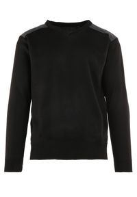 Born2be - Czarny Sweter Melyse. Typ kołnierza: dekolt w kształcie V. Kolor: czarny. Materiał: jeans. Wzór: aplikacja. Styl: klasyczny #2