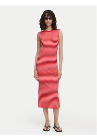 TOMMY HILFIGER - Tommy Hilfiger Sukienka codzienna WW0WW49311 Czerwony Slim Fit. Okazja: na co dzień. Kolor: czerwony. Materiał: wiskoza. Typ sukienki: proste. Styl: casual #4
