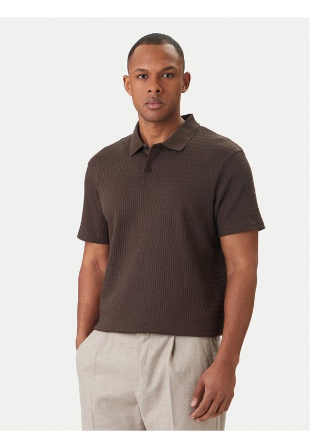 JOOP! Polo Jorge 30101934 Brązowy Slim Fit. Typ kołnierza: polo. Kolor: brązowy. Materiał: bawełna