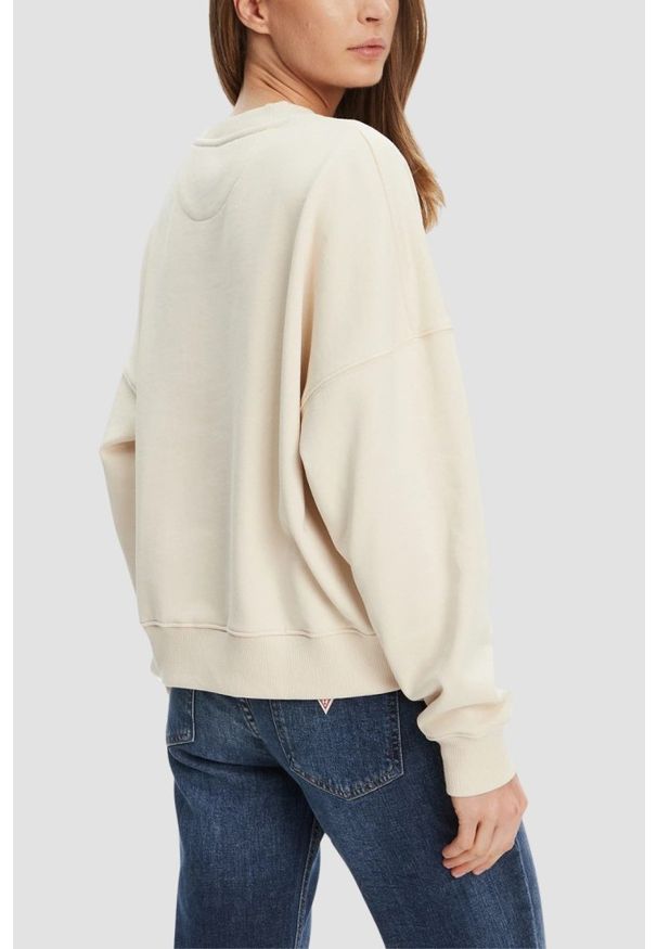 Guess - GUESS Beżowa damska bluza z cyrkoniami Rachele, Rozmiar M. Kolor: beżowy