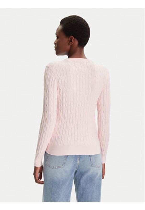 GANT - Gant Sweter 4800100 Różowy Slim Fit. Kolor: różowy. Materiał: bawełna