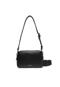Calvin Klein Torebka Webbing Double Strap Camera Bag LV04F3165G Czarny. Kolor: czarny. Materiał: skórzane