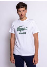 Koszulka męska Lacoste (TH0063-001). Typ kołnierza: polo. Kolor: biały. Materiał: dzianina. Długość: krótkie. Sezon: lato. Sport: bieganie