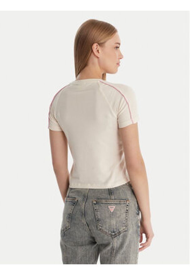 Guess T-Shirt W6RI39 KCBF1 Écru Regular Fit. Materiał: bawełna