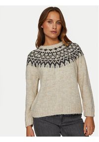 Vila Sweter Ejla 14098853 Beżowy Regular Fit. Kolor: beżowy. Materiał: syntetyk #2