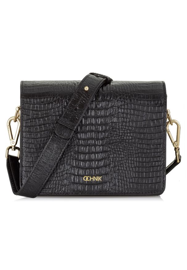 Ochnik - Skórzana listonoszka damska. Kolor: brązowy. Wzór: motyw zwierzęcy. Materiał: skórzane. Styl: elegancki. Rodzaj torebki: na ramię