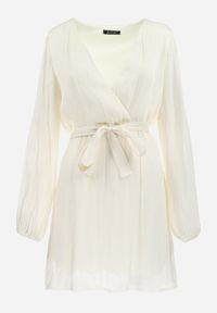 Born2be - Biała Rozkloszowana Sukienka Mini z Gumką w Pasie Gaiame. Kolor: biały. Materiał: materiał. Długość: mini #5