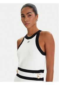 Karl Lagerfeld - KARL LAGERFELD Sukienka dzianinowa B1W13004 Biały Regular Fit. Typ kołnierza: dekolt w karo. Kolor: biały. Materiał: syntetyk #3