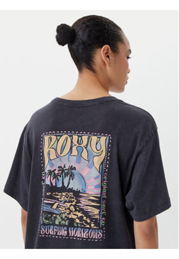 Roxy T-Shirt ERJZT05905 Szary Oversize. Kolor: szary. Materiał: bawełna