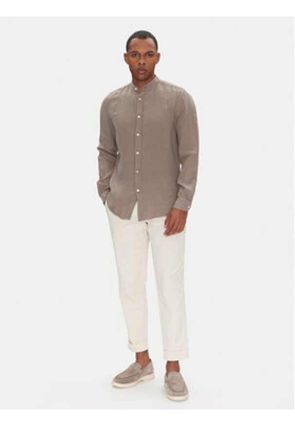 BOSS Koszula 50537369 Beżowy Regular Fit. Kolor: beżowy. Materiał: len