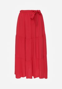 Renee - Czerwona Rozkloszowana Spódnica Maxi z Wiskozy z Materiałowymi Paskami Wintelis. Okazja: na spotkanie biznesowe, na co dzień, na imprezę. Kolor: czerwony. Materiał: wiskoza, materiał. Wzór: kolorowy, paski. Sezon: lato. Styl: elegancki, biznesowy, wakacyjny, casual #8