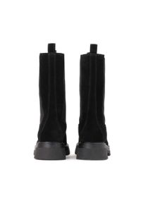 Kazar - Czarne trzewiki damskie. Wysokość cholewki: przed kolano. Kolor: czarny. Materiał: zamsz. Szerokość cholewki: normalna. Wzór: moro. Styl: elegancki, militarny #4