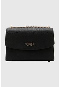 Guess - GUESS Czarna kopertówka damska Calista. Kolor: czarny. Materiał: skórzane