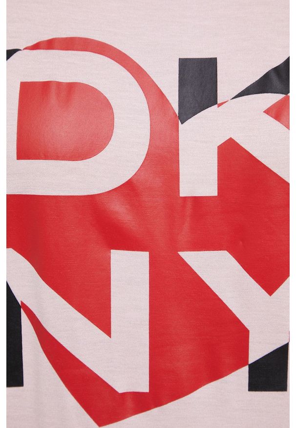 DKNY - Dkny koszula nocna damska kolor różowy. Kolor: różowy. Materiał: dzianina. Długość: krótkie. Wzór: nadruk
