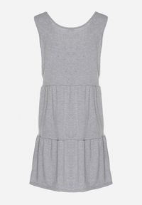 Born2be - Szara Sukienka o Rozkloszowanym Kroju na Szerokich Ramiączkach z Guzikami Saniella. Okazja: na co dzień. Kolor: szary. Długość rękawa: na ramiączkach. Typ sukienki: rozkloszowane. Styl: klasyczny, casual, elegancki #2