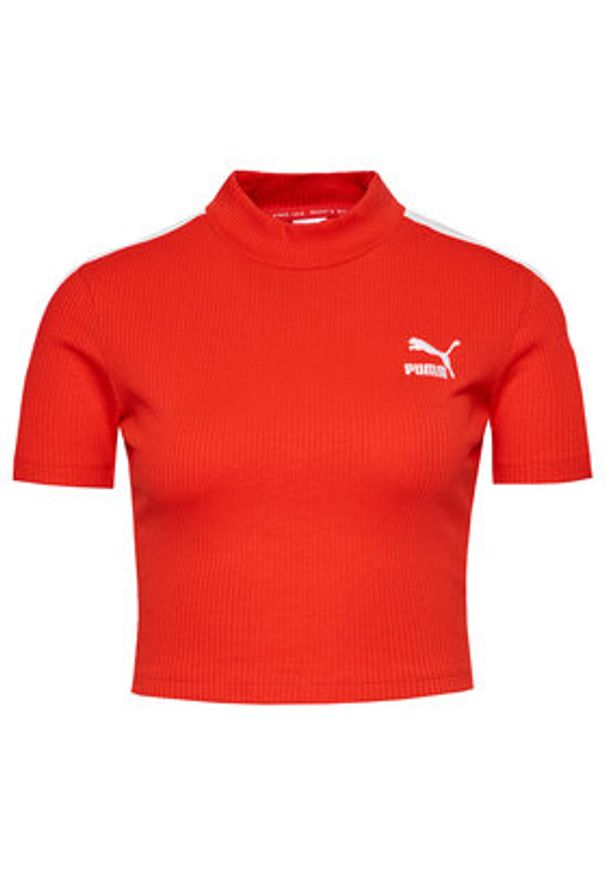 Puma Bluzka Classics Mock Neck 530229 Czerwony Slim Fit. Kolor: czerwony. Materiał: bawełna