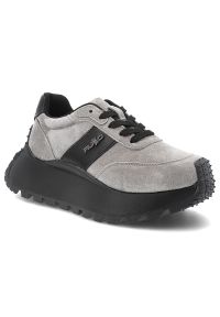 Sneakersy damskie Filippo, skórzane na masywnej podeszwie i sznurowane z okrągłym noskiem, szare, DP6785-25-GR. Okazja: na co dzień. Nosek buta: okrągły. Kolor: szary. Materiał: skóra. Szerokość cholewki: normalna. Styl: casual, elegancki #1