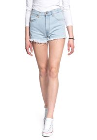 Wrangler - DAMSKIE SHORTY JEANSOWE WRANGLER FESTIVAL SHORT BLUE BALLAD W26FWPXA3. Materiał: jeans