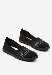 Renee - Czarne Tenisówki Ozdobione Paskami Heloti. Okazja: na co dzień. Zapięcie: pasek. Kolor: czarny. Materiał: jeans. Wzór: aplikacja. Styl: casual #2