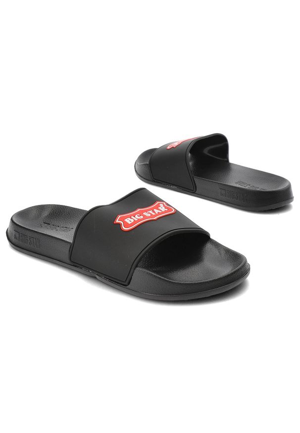 Big-Star - Czarne Klapki Basenowe Big Star Unisex. Okazja: na plażę, na co dzień. Kolor: czarny. Materiał: materiał. Sezon: lato. Styl: casual
