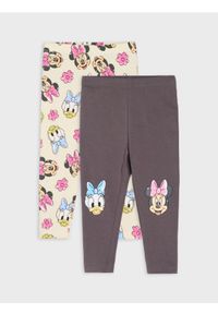 Sinsay - Bawełniane legginsy 2 pack Daisy and Minnie - szary. Kolor: szary. Materiał: bawełna #1