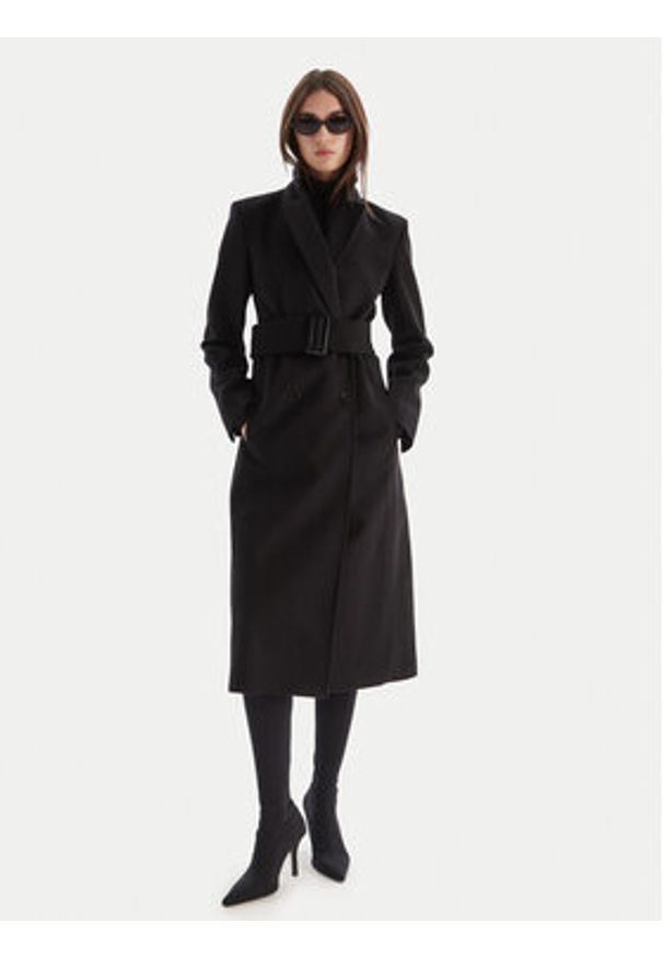Patrizia Pepe Płaszcz wełniany 2O0195 A171 Czarny Regular Fit. Kolor: czarny. Materiał: wełna