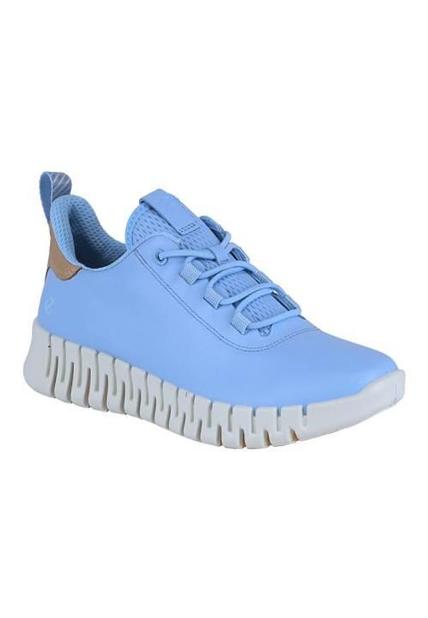 ecco - Buty do chodzenia damskie Ecco Sneaker Gruuv Lea. Kolor: niebieski. Materiał: skóra. Szerokość cholewki: normalna. Sport: turystyka piesza