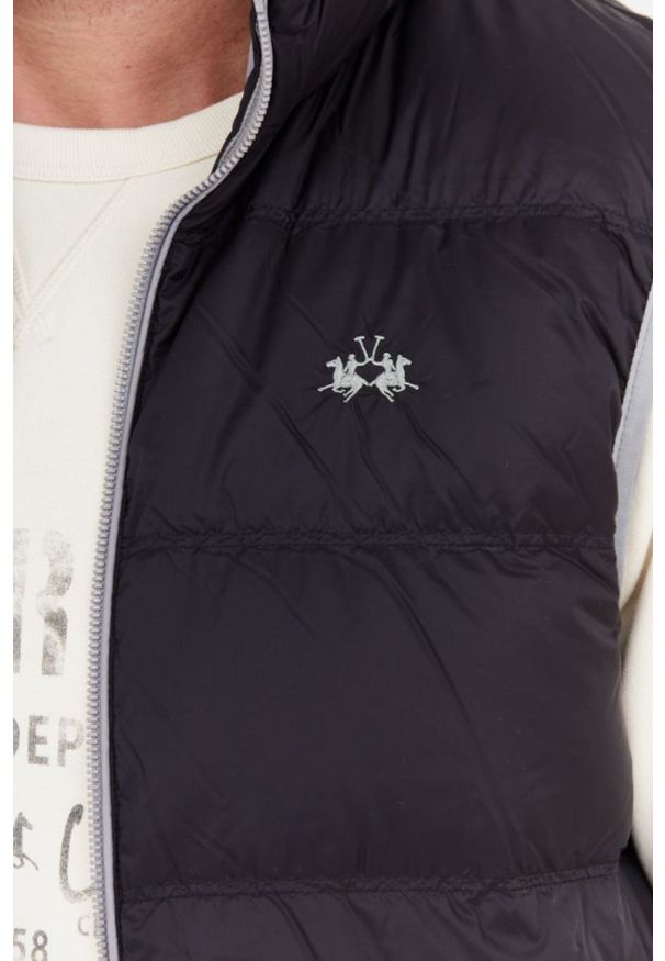 La Martina - LA MARTINA Czarny puchowy bezrękawnik męski, Rozmiar XL. Kolor: czarny. Materiał: puch. Długość rękawa: bez rękawów