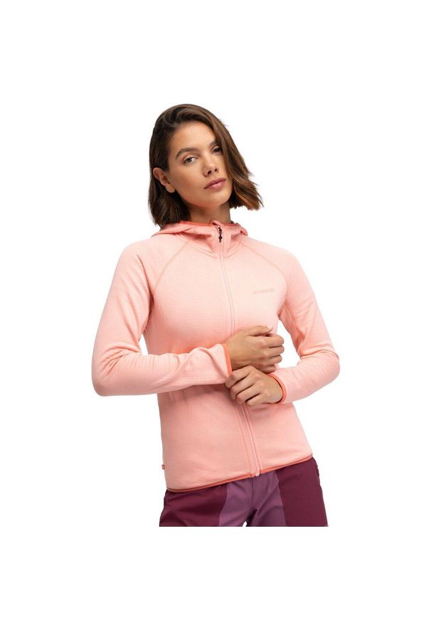 SIROKO - Damska lekka trekkingowa kurtka polarowa z kapturem Siroko Ember Pink. Typ kołnierza: kaptur. Kolor: różowy. Materiał: polar. Sport: turystyka piesza
