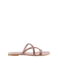 Japonki Bayla-112 0396-304 Powder, Róż, Skóra naturalna - 37. Kolor: beżowy. Materiał: skóra. Wzór: aplikacja, paski. Obcas: na obcasie. Wysokość obcasa: średni #1