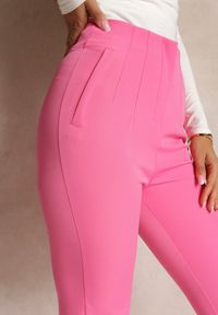 Renee - Różowe Garniturowe Spodnie z Wysokim Stanem Saggie. Okazja: na co dzień. Stan: podwyższony. Kolor: różowy. Długość: długie. Styl: klasyczny, casual, elegancki #4