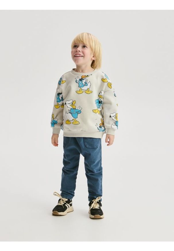 Reserved - Legginsy z efektem sprania - granatowy. Kolor: niebieski. Materiał: dzianina, bawełna