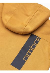 Ombre Clothing - Bluza męska rozpinana z kapturem - żółta V6 OM-SSZP-22FW-006 - XXL. Typ kołnierza: kaptur. Kolor: żółty. Materiał: bawełna, poliester. Wzór: geometria #6