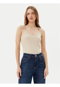Morgan Top 251-DIDOA Beżowy Slim Fit. Kolor: beżowy. Materiał: wiskoza