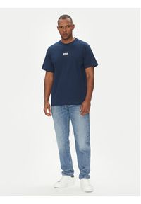 Versace Jeans Couture T-Shirt 78GAHT08 Granatowy Regular Fit. Kolor: niebieski. Materiał: bawełna